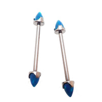 Peacock Blue Opal Cone Nipple Bar 16g - Body Clickers Body Jewelry