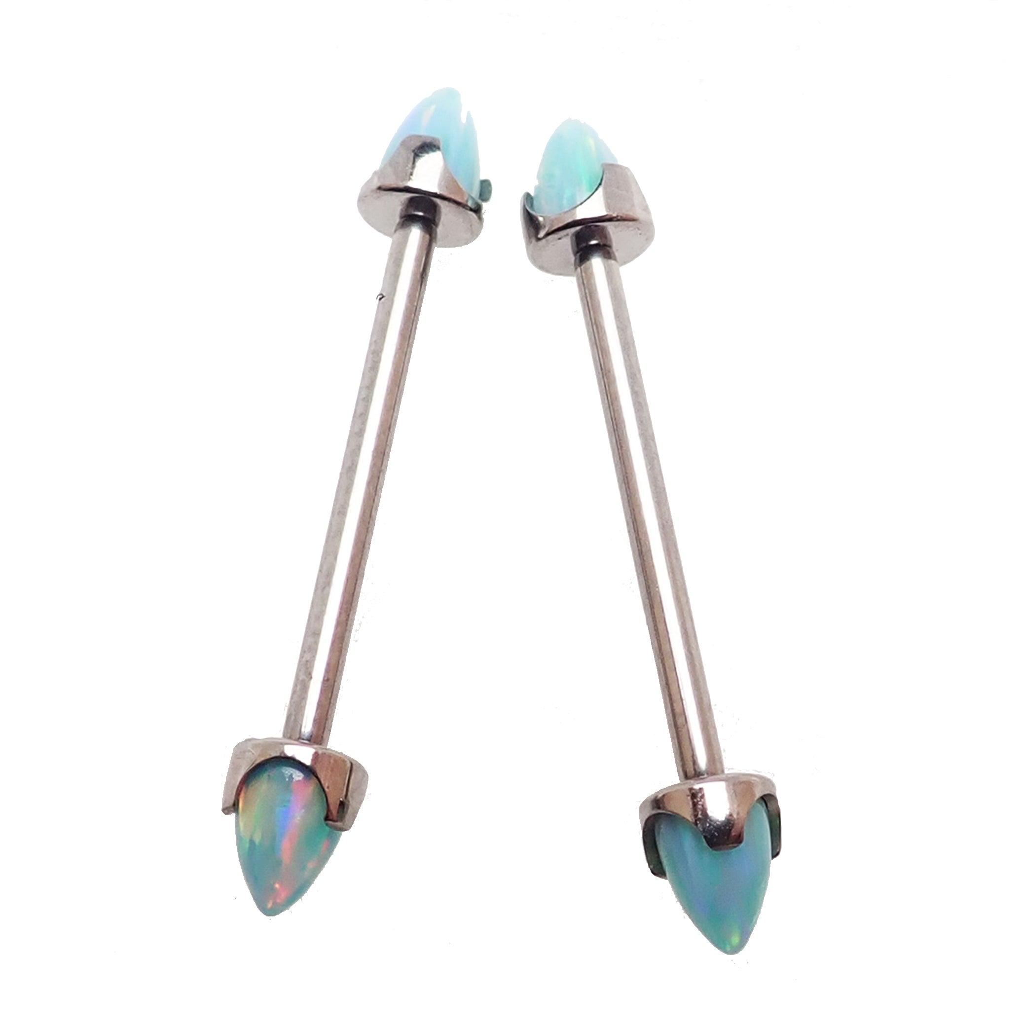 Moon Yellow Opal Cone Nipple Bar 16g - Body Clickers Body Jewelry