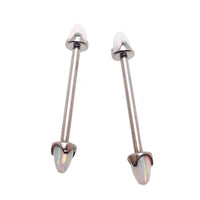 White Opal Cone Nipple Bar 16g - Body Clickers Body Jewelry