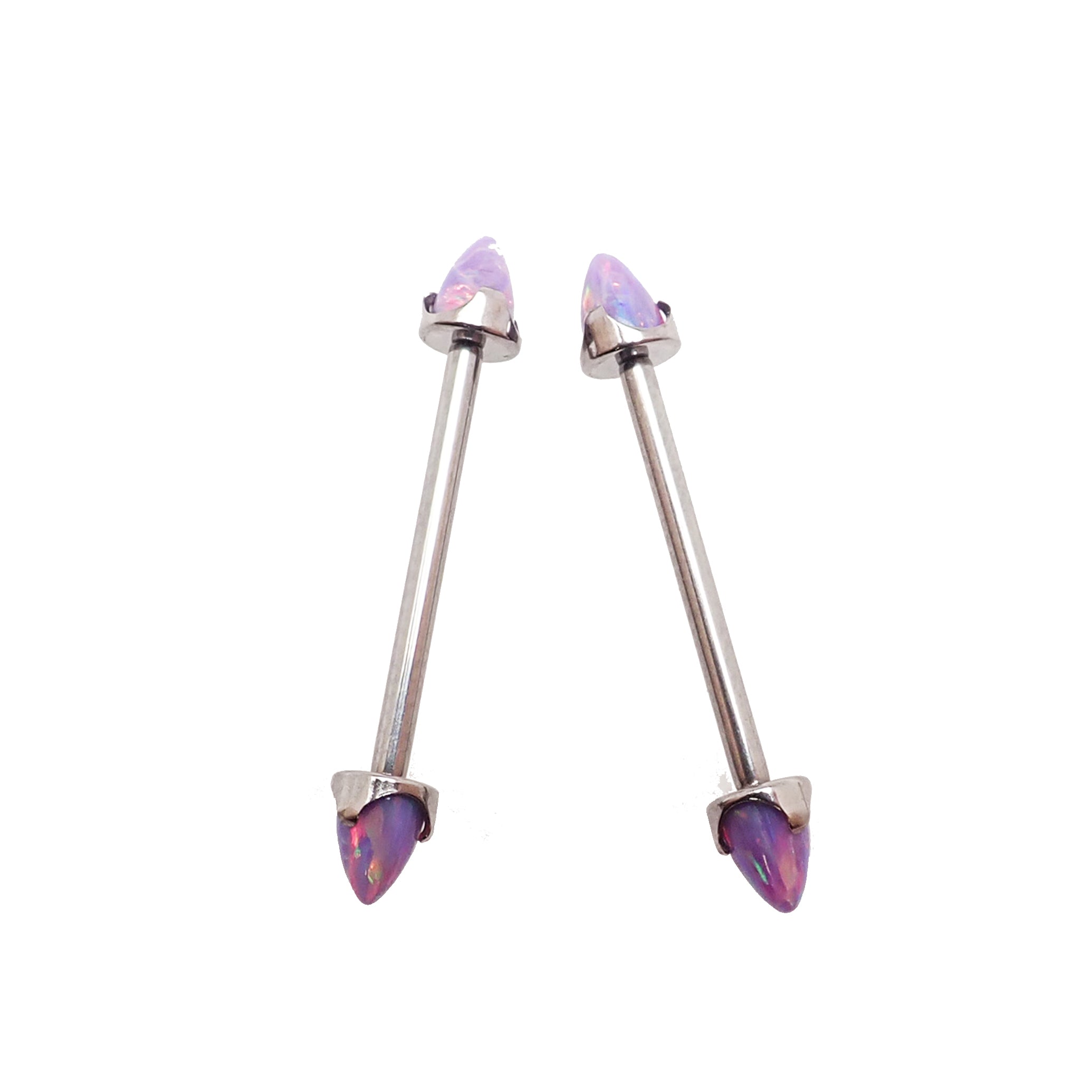 Multi Lavender Opal Cone Nipple Bar 16g - Body Clickers Body Jewelry