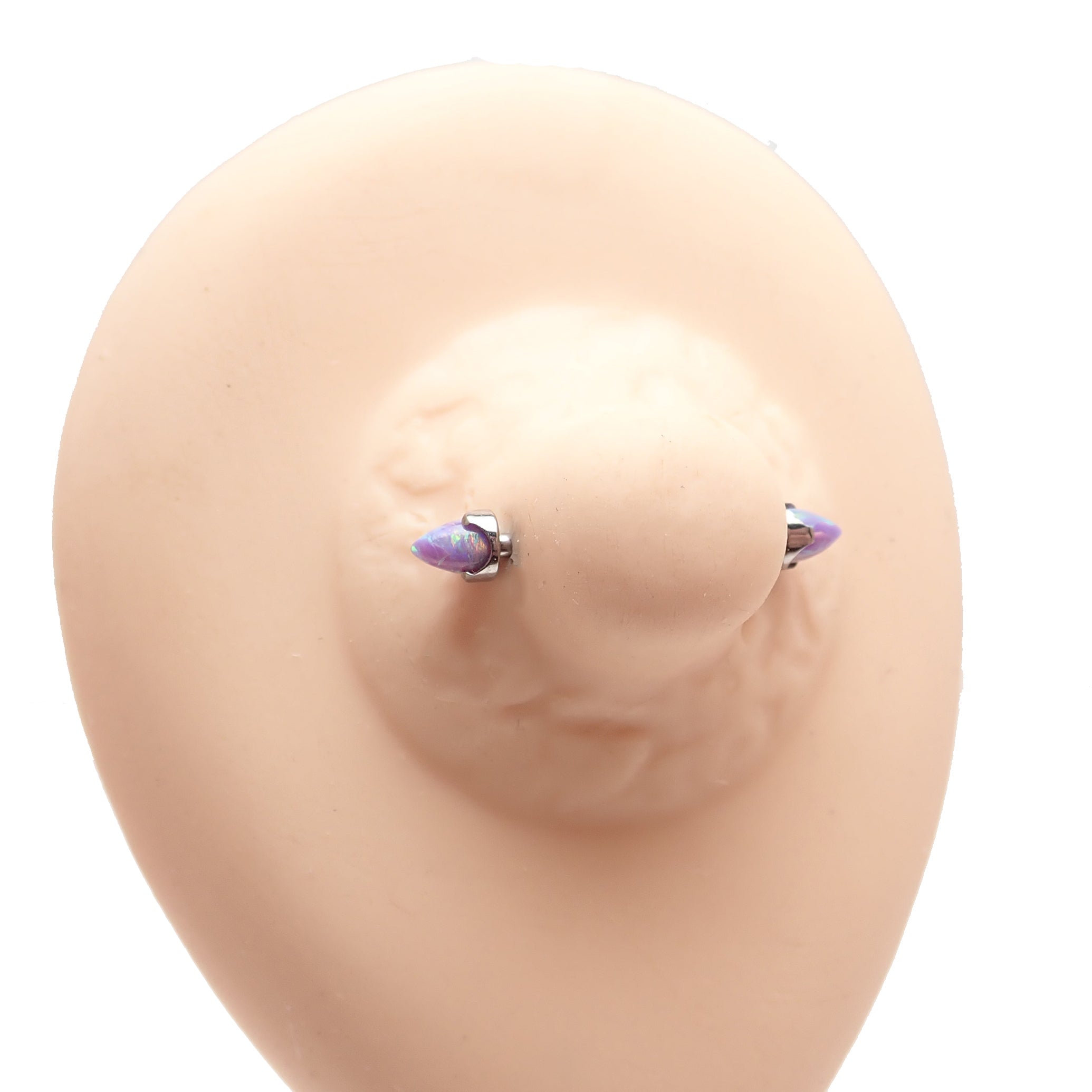 Multi Lavender Opal Cone Nipple Bar 16g - Body Clickers Body Jewelry