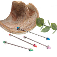 opal or onyx Cone Industrial Bar 16g - Body Clickers Body Jewelry