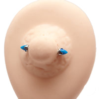 Peacock Blue Opal Cone Nipple Bar 16g - Body Clickers Body Jewelry