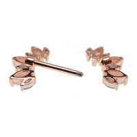 Blue CZ & White Opal Rose Gold - Dipped Steel Nipple Bar 14g - Body Clickers Body Jewelry