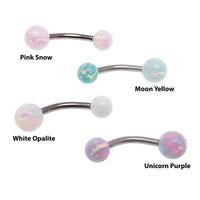 Opal Curved Belly Bar 14g 5mm and 6mm opal - Body Clickers Body Jewelry