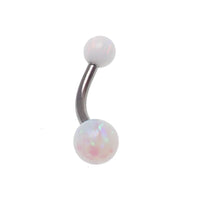 Opal Curved Belly Bar 14g 5mm and 6mm opal - Body Clickers Body Jewelry