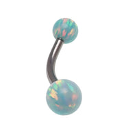 Opal Curved Belly Bar 14g 5mm and 6mm opal - Body Clickers Body Jewelry