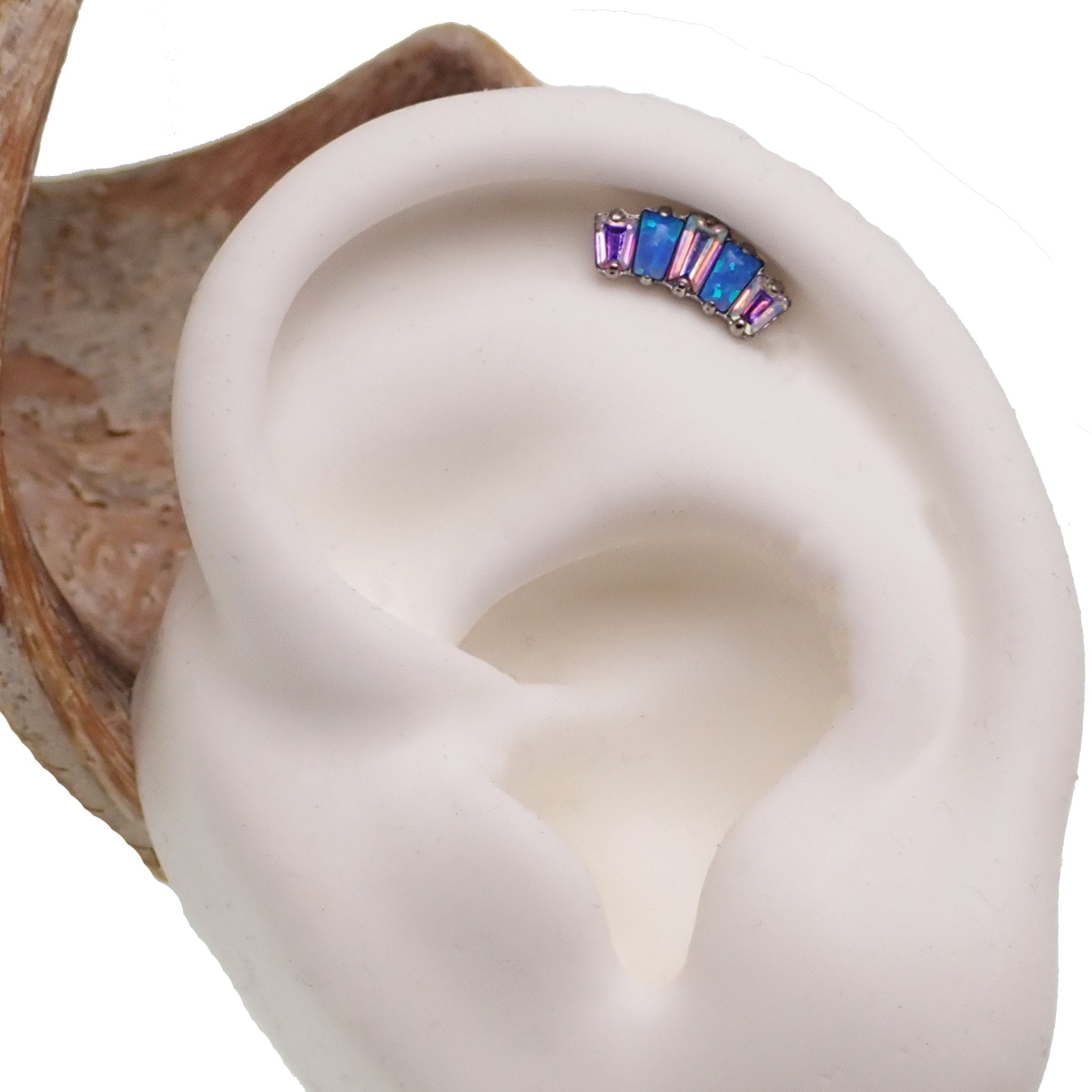 Marquise Opal & AB CZ Push Fit with labet stud 14g, 16g, 18g, 20g - Body Clickers Body Jewelry