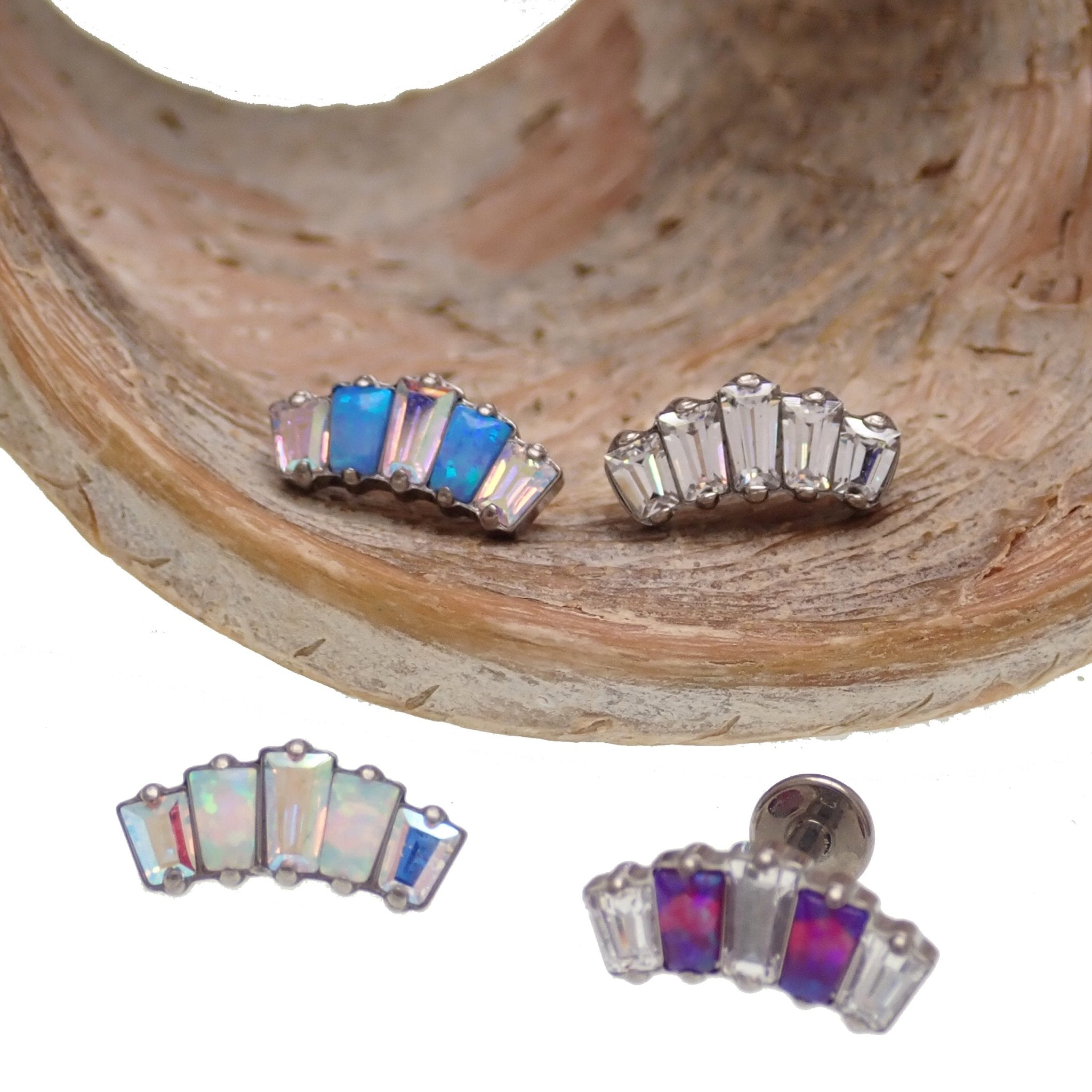 Marquise Opal & AB CZ Push Fit with labet stud 14g, 16g, 18g, 20g - Body Clickers Body Jewelry