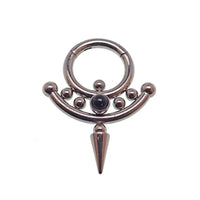 Onyx or Icy Jade Spike Titanium Clicker 16g, 14g - Body Clickers Body Jewelry