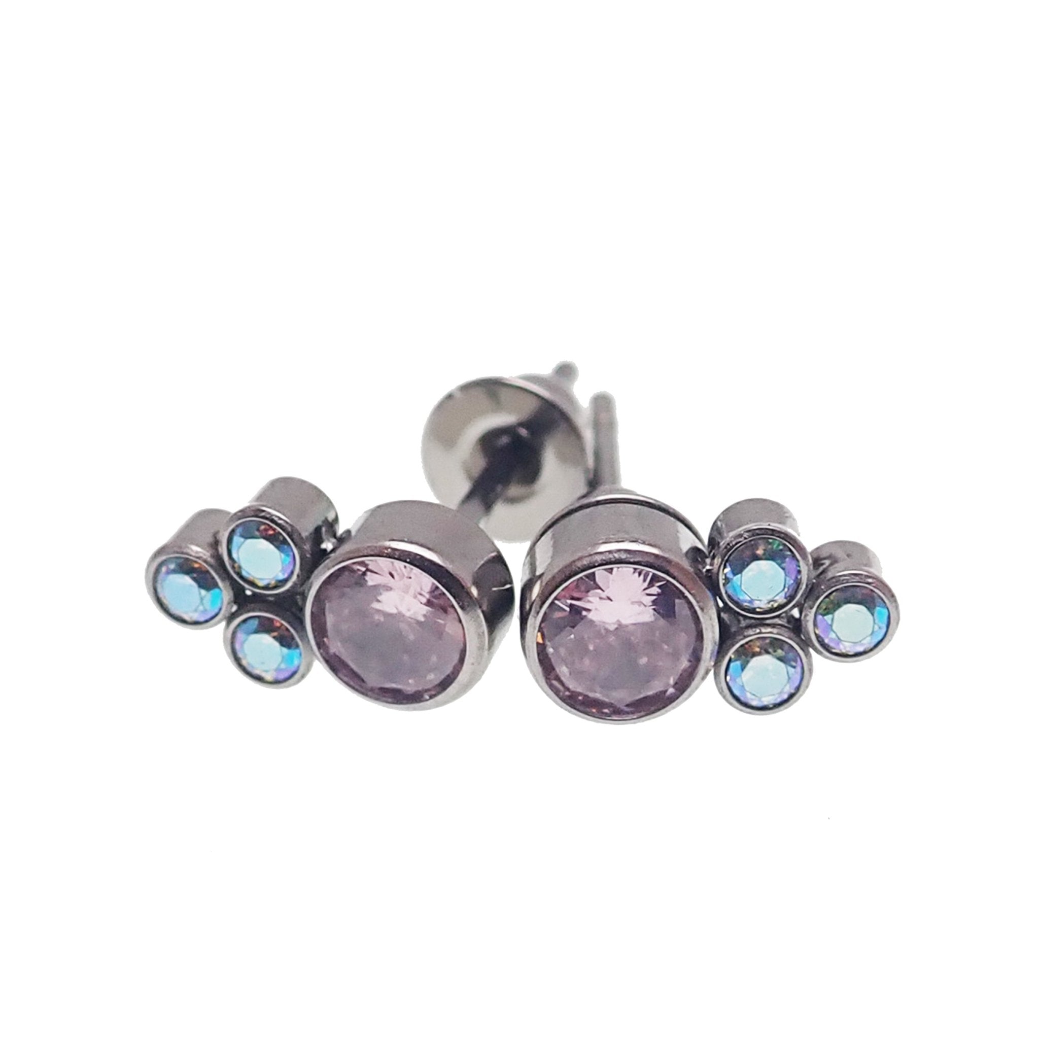 Titanium Earrings CZ cluster - Body Clickers Body Jewelry
