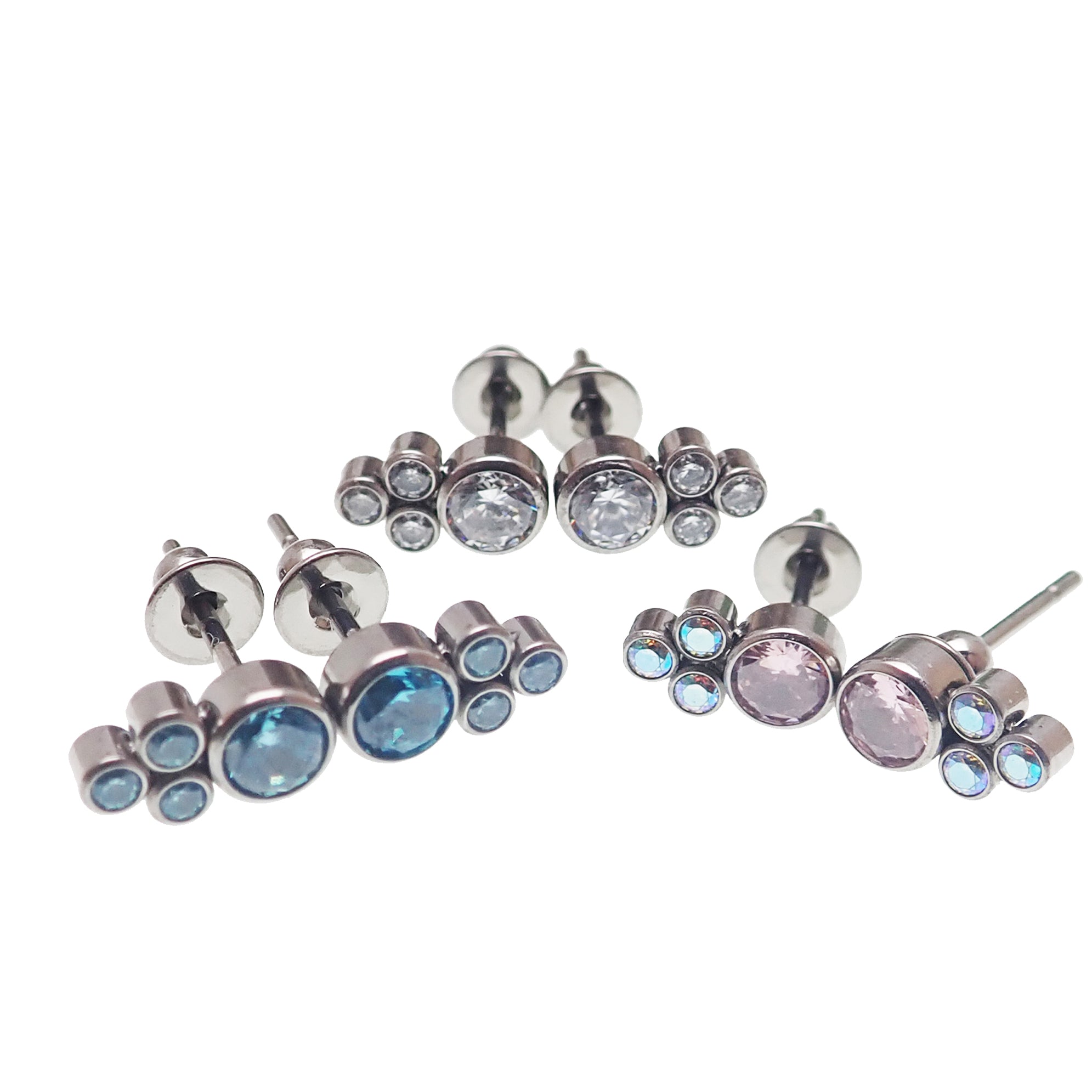 Titanium Earrings CZ cluster - Body Clickers Body Jewelry