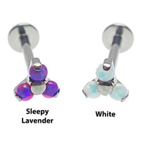 Opal Trio Cluster Flat Back Labret 18g, 16g, 14g - Body Clickers Body Jewelry