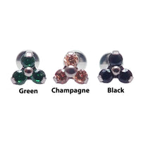CZ Trio Cluster Flat Back Labret 18g, 16g, 14g - Body Clickers Body Jewelry