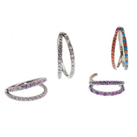 Double Layer 16g Split Opal & CZ Titanium Clicker - Body Clickers Body Jewelry