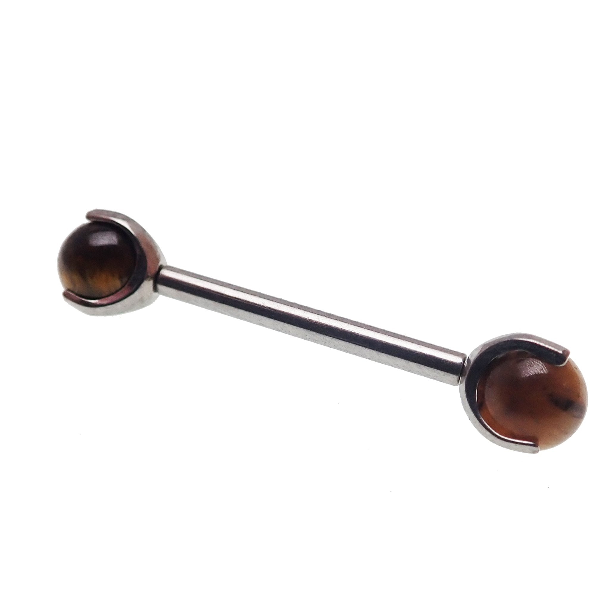 Tiger's Eye 5mm Ball Titanium Nipple Bar 14g, 12g - Body Clickers Body Jewelry