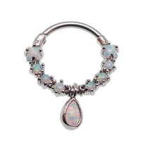 Opal Tear Drop Septum Steel Clicker 16g - Body Clickers Body Jewelry