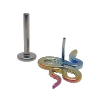 Rainbow - Anodized Snake Push Fit Titanium Flat Back 14g, 16g, 18g, 20g - Body Clickers Body Jewelry