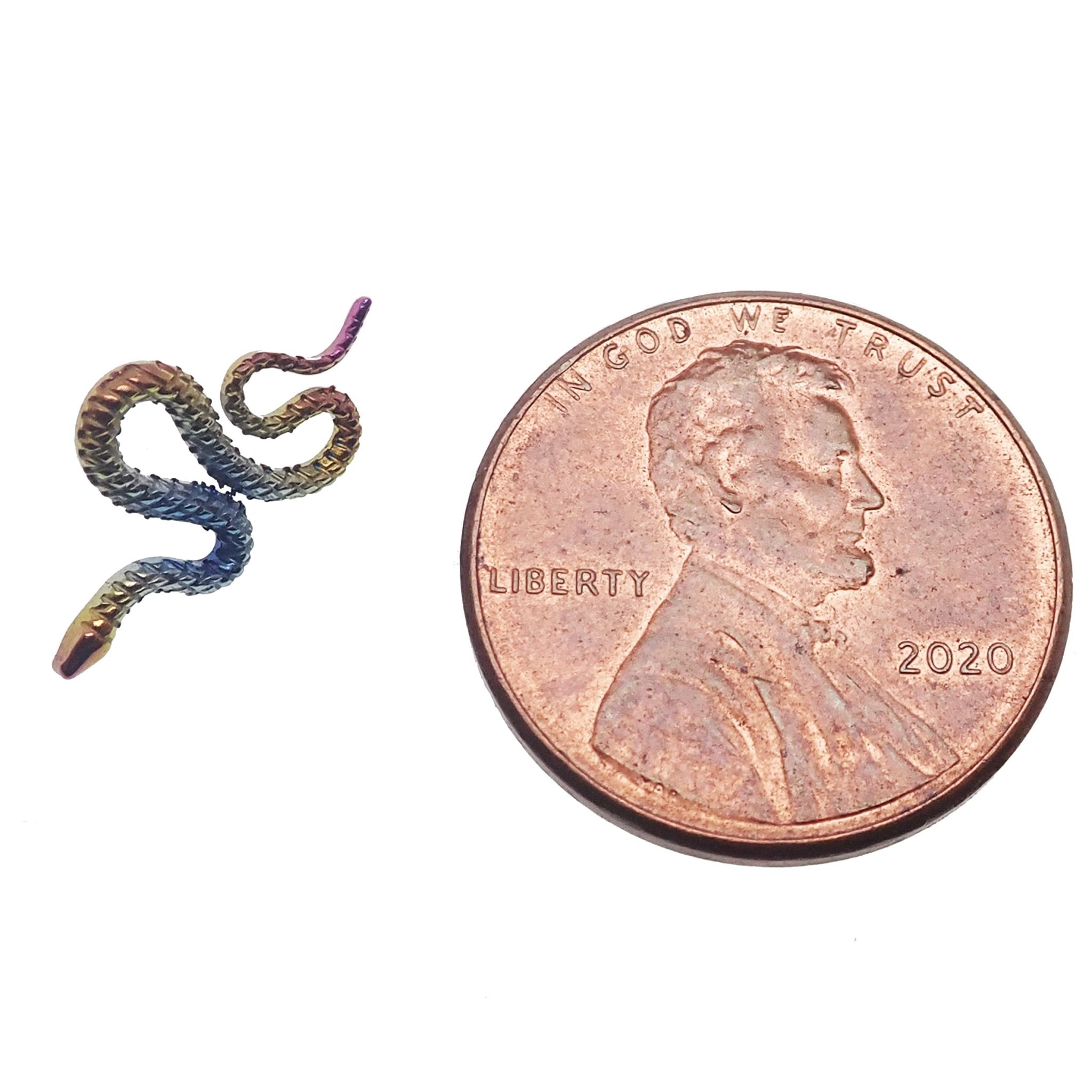 Rainbow - Anodized Snake Push Fit Titanium Flat Back 14g, 16g, 18g, 20g - Body Clickers Body Jewelry