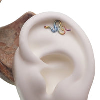 Rainbow - Anodized Snake Push Fit Titanium Flat Back 14g, 16g, 18g, 20g - Body Clickers Body Jewelry