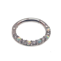 Opal 14k White Gold 16g 8mm Hinged Clicker - Body Clickers Body Jewelry