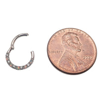 Opal 14k White Gold 16g 8mm Hinged Clicker - Body Clickers Body Jewelry