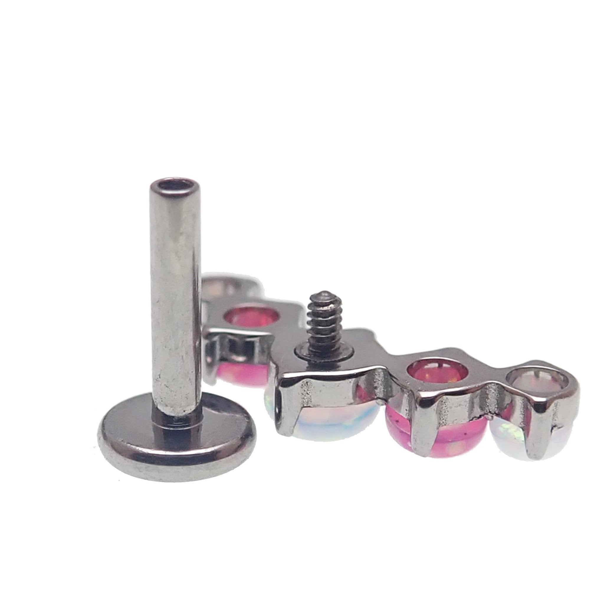 Opal CZ Blaze - Set Cluster Flatback Labret 18g, 16g, 14g - Body Clickers Body Jewelry