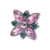 Flower Bloom CZ Flatback 18g, 16g, 14g - Body Clickers Body Jewelry