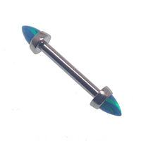Peacock Blue Opal Cone Nipple Bar 14g - Body Clickers Body Jewelry
