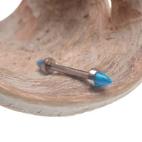 Peacock Blue Opal Cone Nipple Bar 14g - Body Clickers Body Jewelry
