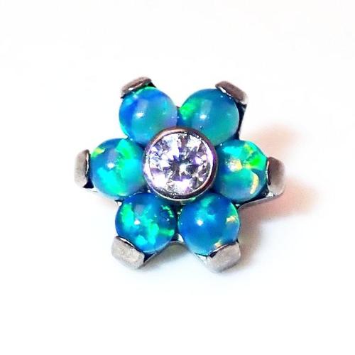 16g Peacock Blue Flower attachment - pure piercings