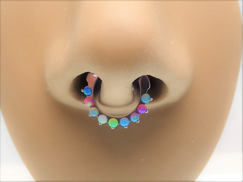 16g 9 Opal Titanium  Hinged Clicker - pure piercings