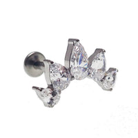 Clear CZ Peardrop Crown PUSH FIT Titanium Flatback - 20g, 18g, 16g, 14g - Body Clickers Body Jewelry