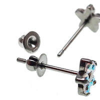 Pair of Rainbow AB CZ Flower Titanium Earrings - Body Clickers Body Jewelry