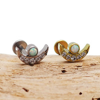 Titanium Clear CZ & Fire Opal Push Fit Piercing - 20g, 18g, 16g, 14g - Body Clickers Body Jewelry