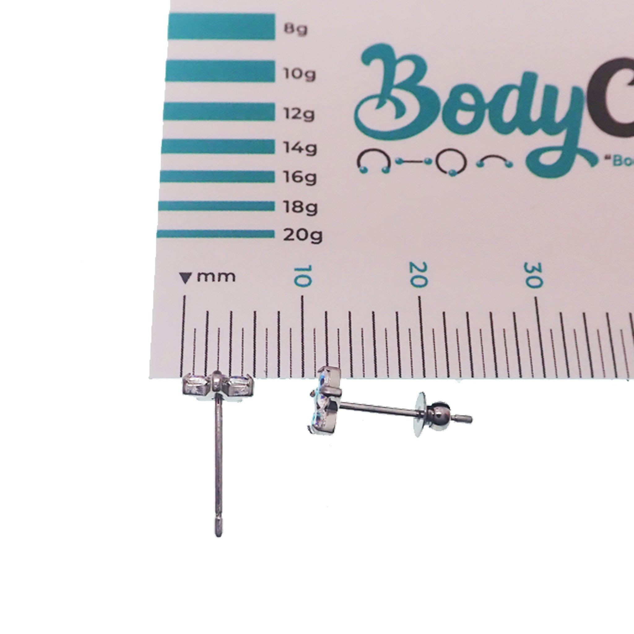 Pair of Rainbow AB CZ Flower Titanium Earrings - Body Clickers Body Jewelry