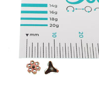 2 - Piece Clear CZ Trinity & Flower Titanium Flatback Piercing - 18g, 16g, 14g - Body Clickers Body Jewelry