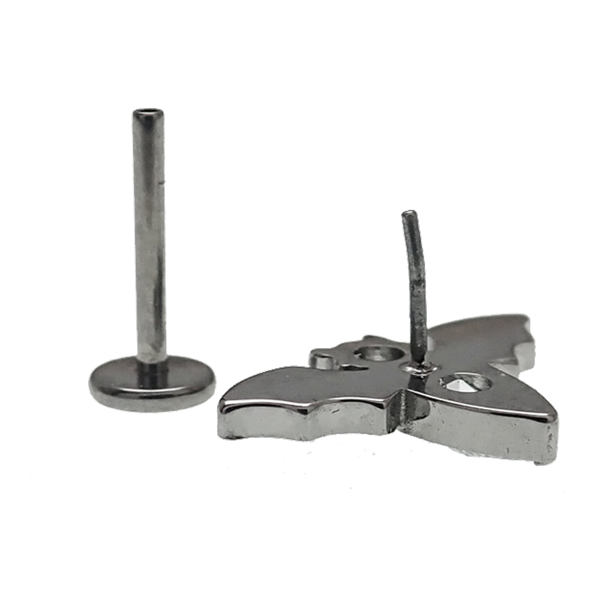 CZ Bat Titanium Push Fit Flatback Piercing - 20g, 18g, 16g,14g - Body Clickers Body Jewelry