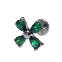 CZ Cross Flower Titanium Flatback Piercing - 18g, 16g, 14g - Body Clickers Body Jewelry