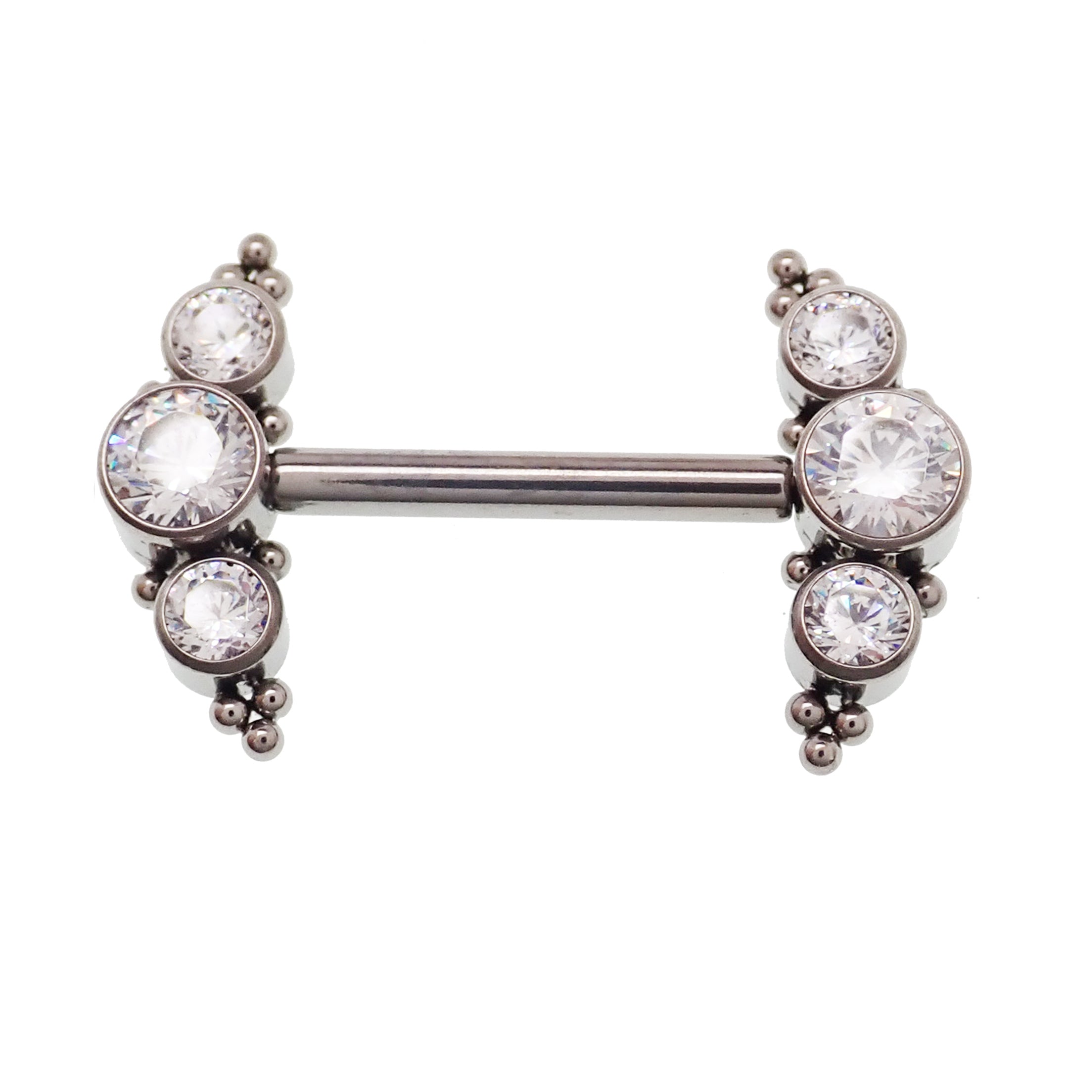 Clear CZ Push Fit Nipple Bar 14g - Body Clickers Body Jewelry