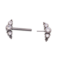 Clear CZ Push Fit Nipple Bar 14g - Body Clickers Body Jewelry
