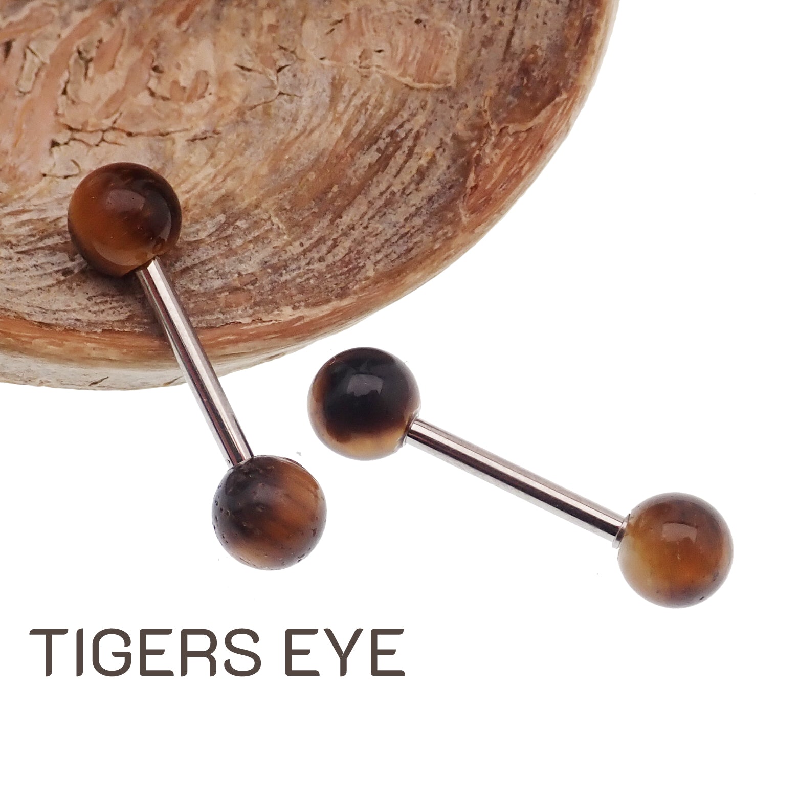 Pair Natural Stone Nipple Piercings Titanium 14g - Body Clickers Body Jewelry