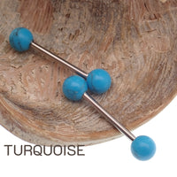 Pair Natural Stone Nipple Piercings Titanium 14g - Body Clickers Body Jewelry