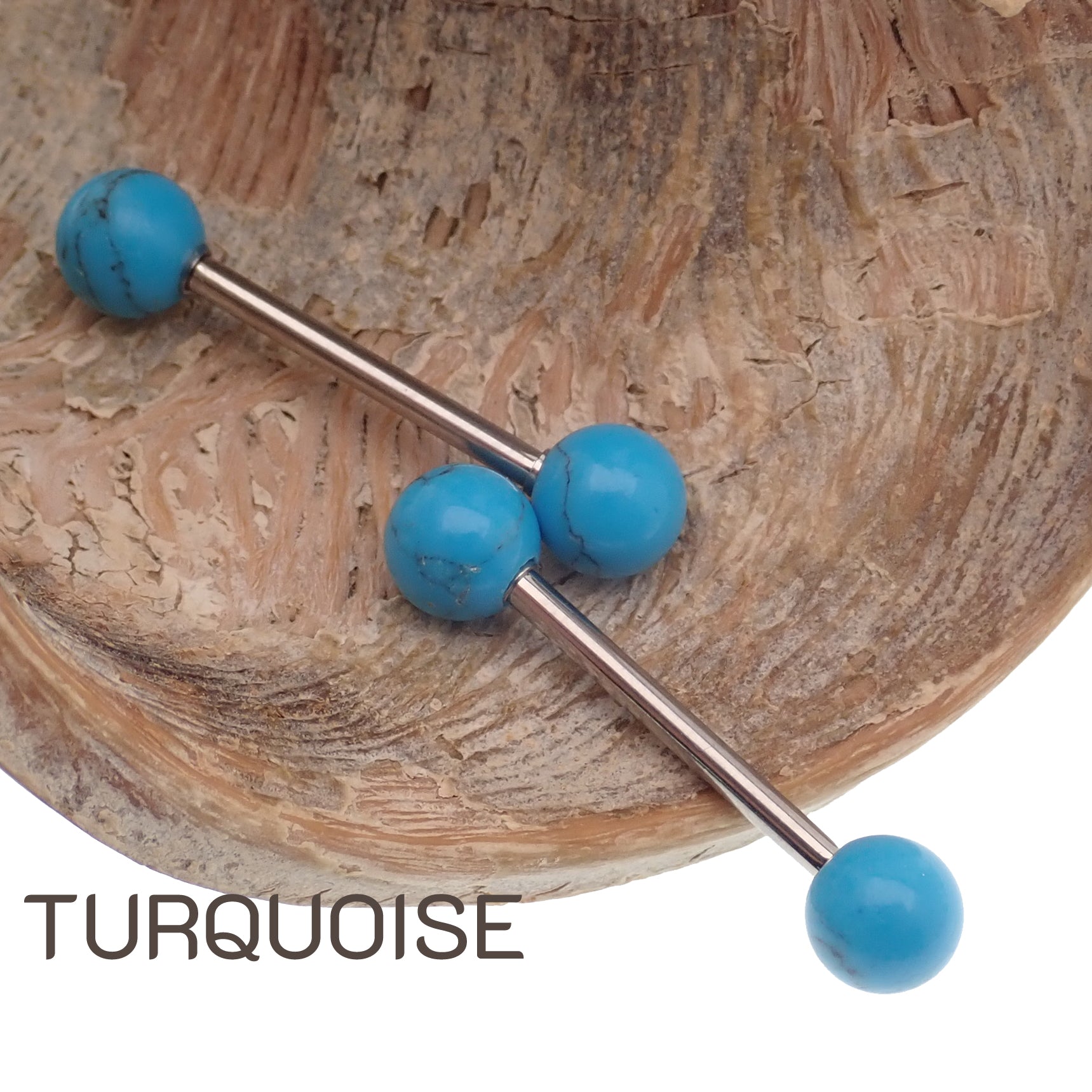 Pair Natural Stone Nipple Piercings Titanium 14g - Body Clickers Body Jewelry