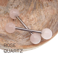 Pair Natural Stone Nipple Piercings Titanium 14g