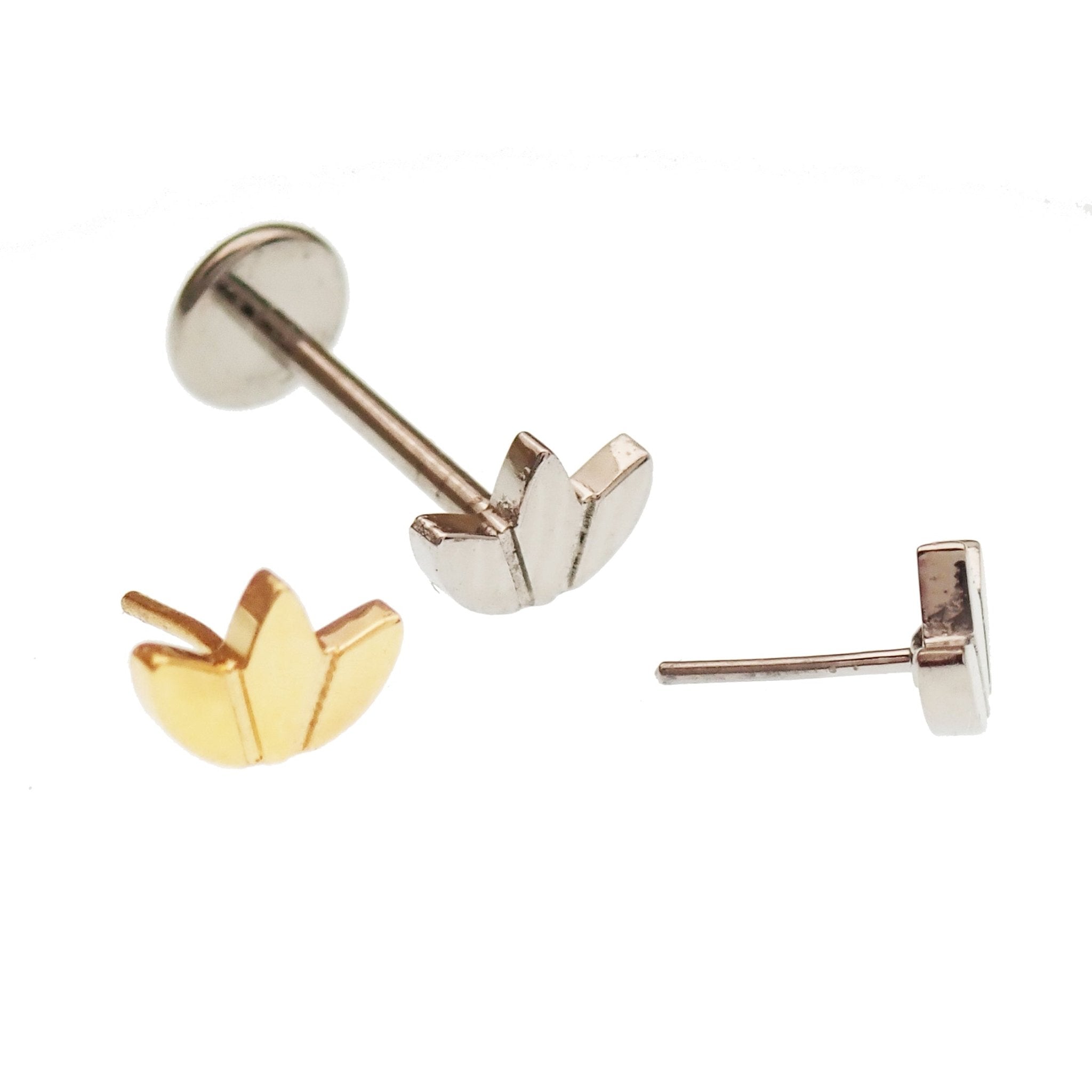Lotus Flower Titanium Push Fit Labret 14g, 16g, 18g, 20g - Body Clickers Body Jewelry