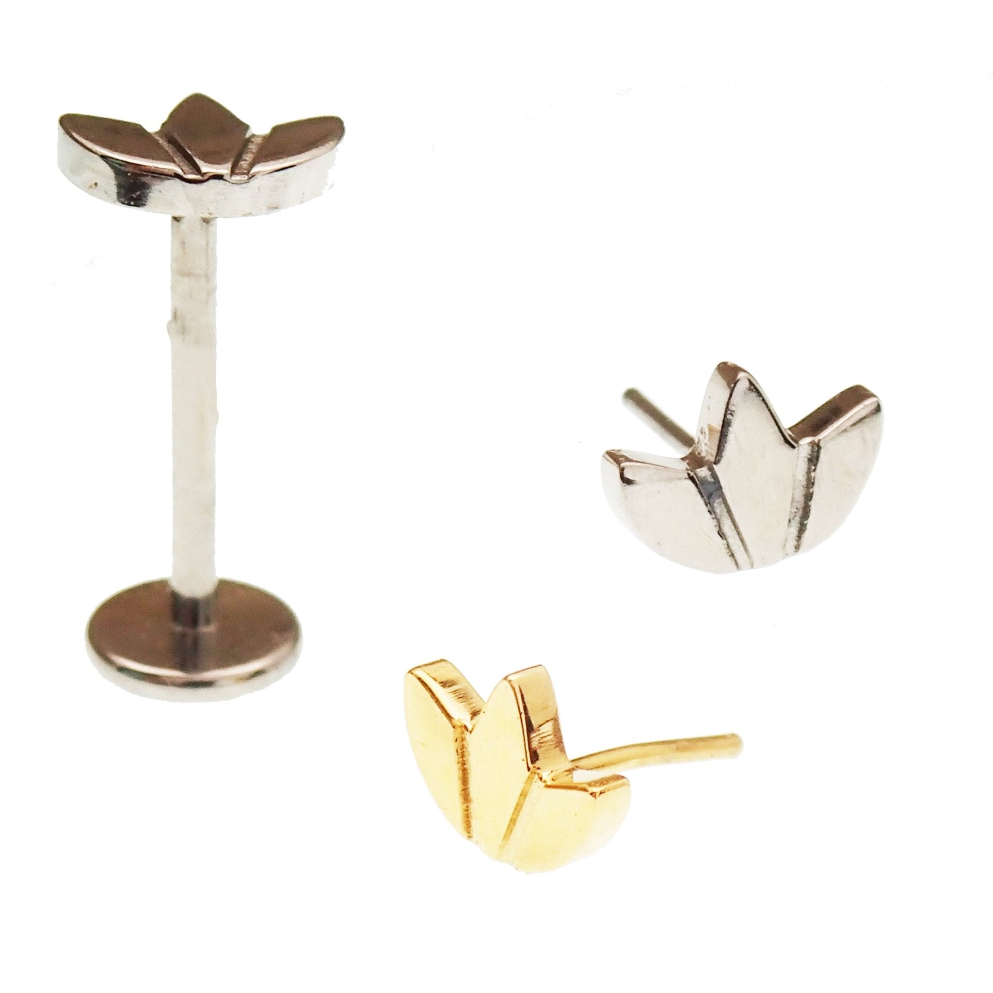 Lotus Flower Titanium Push Fit Labret 14g, 16g, 18g, 20g - Body Clickers Body Jewelry