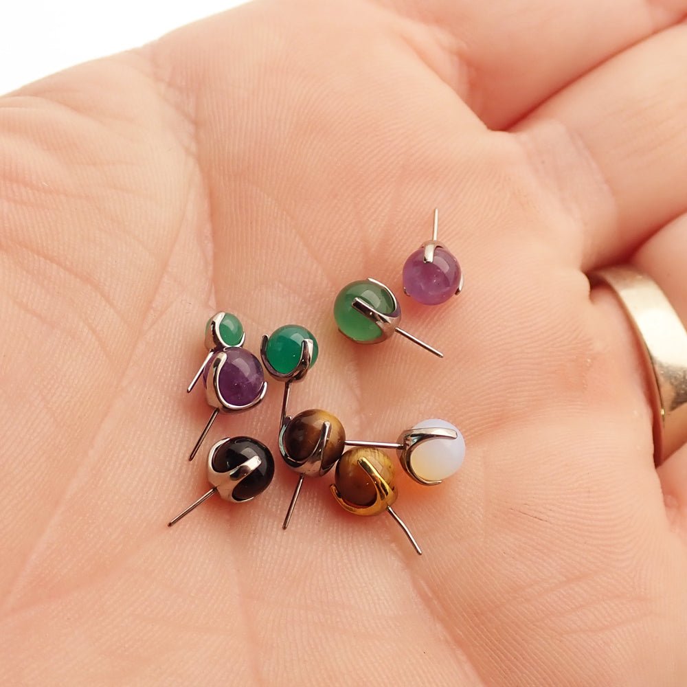 Push Fit Natural Stone Ball Attachments - Body Clickers Body Jewelry