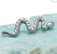 Small Snake Titanium Flatback Piercing 18g, 16g, 14g - Body Clickers Body Jewelry