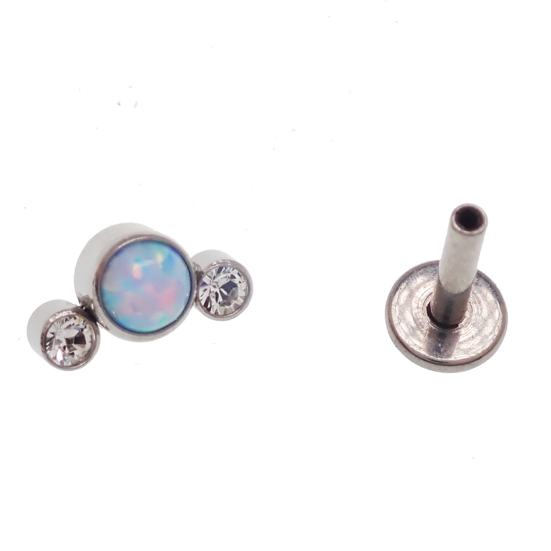 CZ & Opal Small Cluster Flatback Piercing 14g, 16g, 18g - Body Clickers Body Jewelry